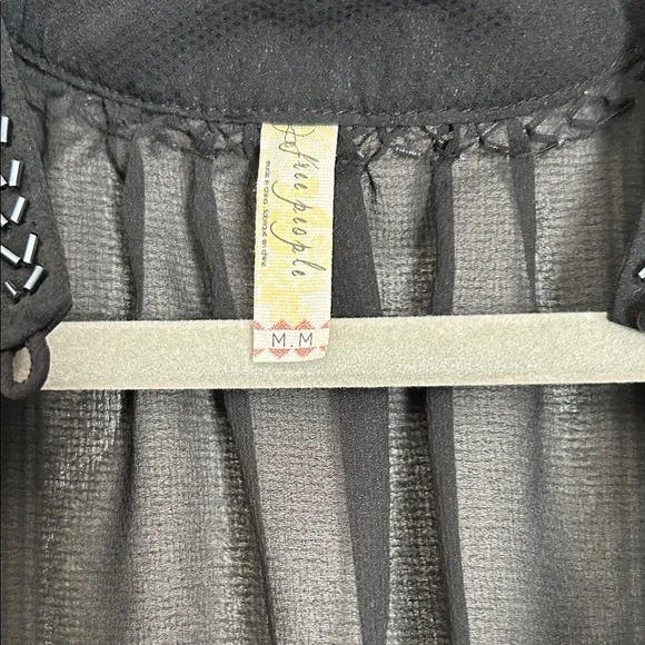 Free People Black Blouse with Embroidered Details - Picture 2 of 4